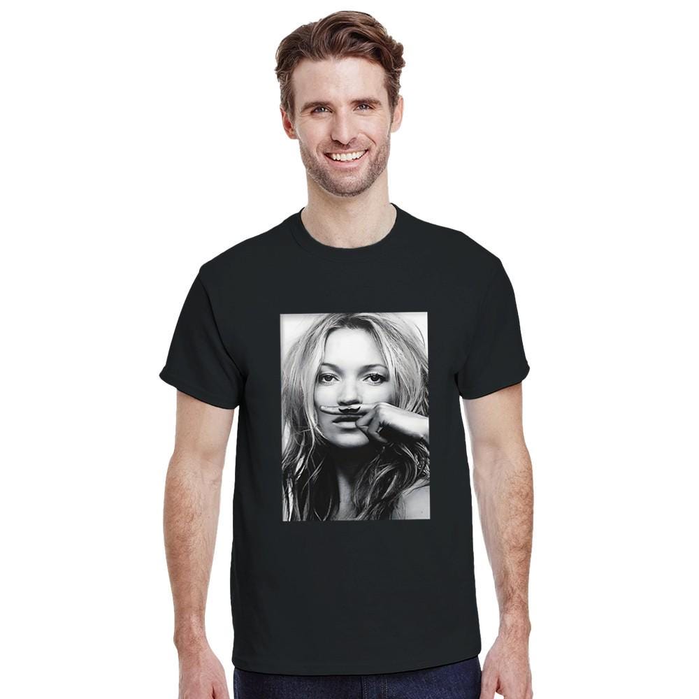 Kate Moss Moustache Shirt, Kate Moss Tshirt, Gildan 5000 T-shirt, Gift For Him, Gift For Her