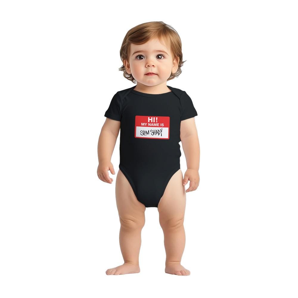 Eminem Baby Bodysuit, Slim Shady, Rap God Baby Short Sleeve Crewneck Bodysuit