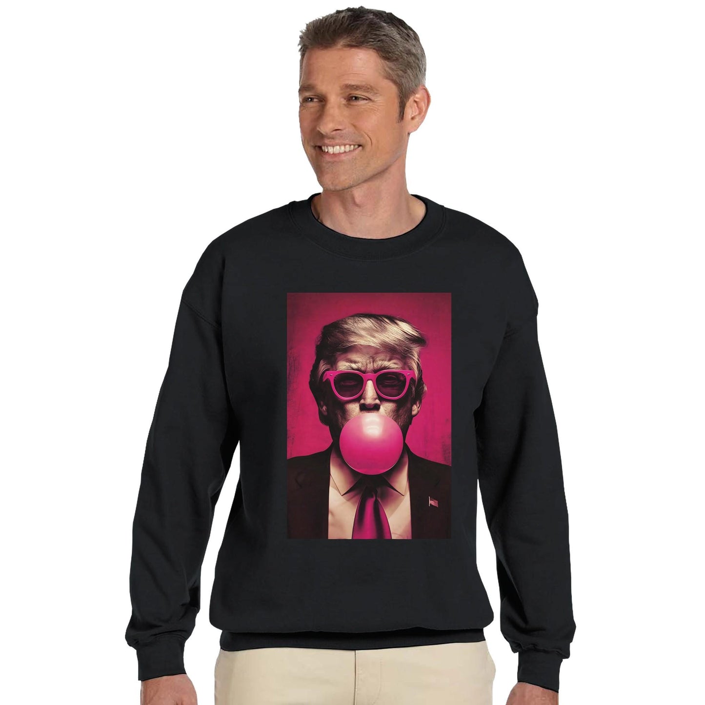 Trump Bubble Gum Sweatshirt Gildan 18000, Funny Trump Sweater, Trump Pink Sun Glasses Sweatshirt, Donald Trump Sweatshirt