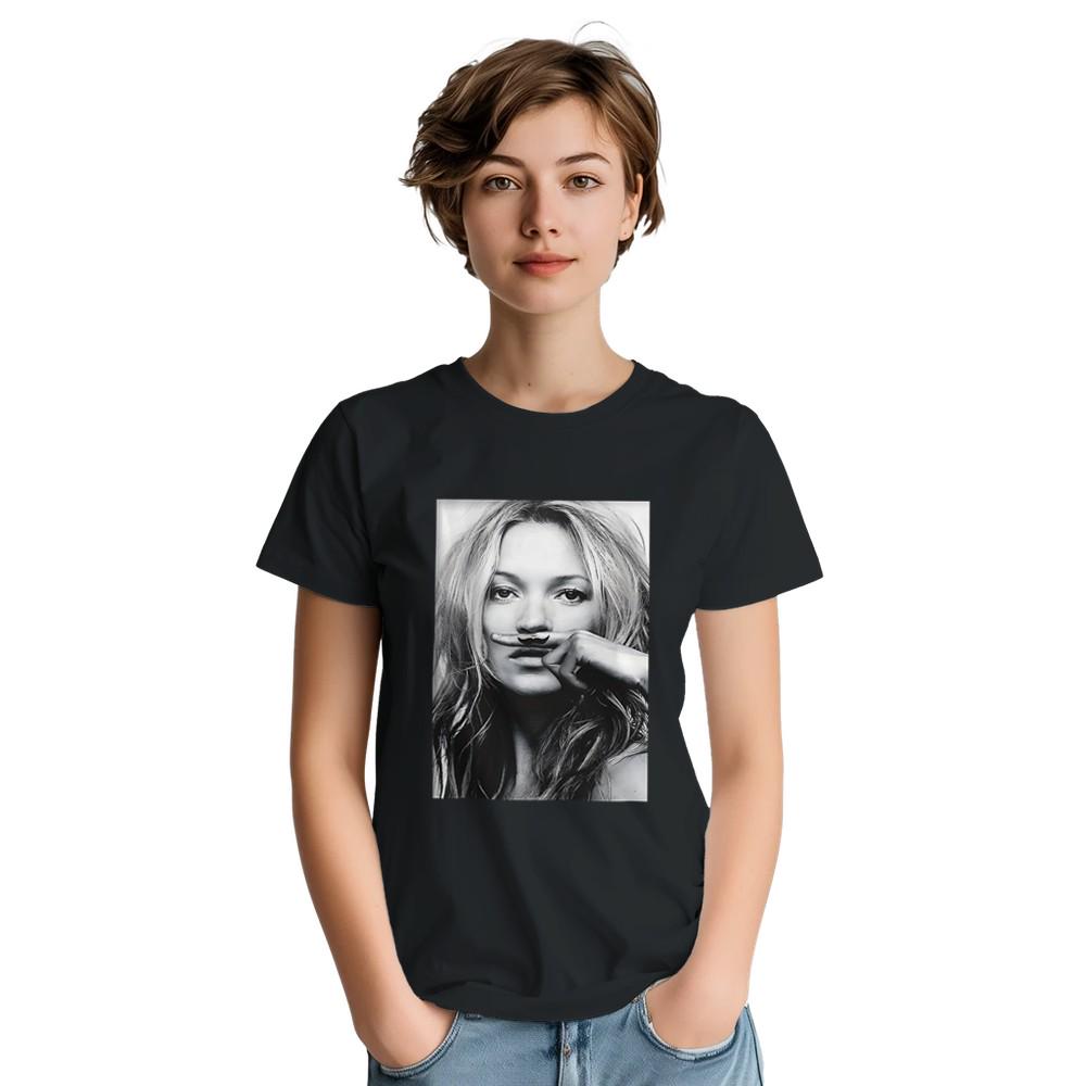 Kate Moss Moustache Shirt, Kate Moss Tshirt, Gildan 5000 T-shirt, Gift For Him, Gift For Her