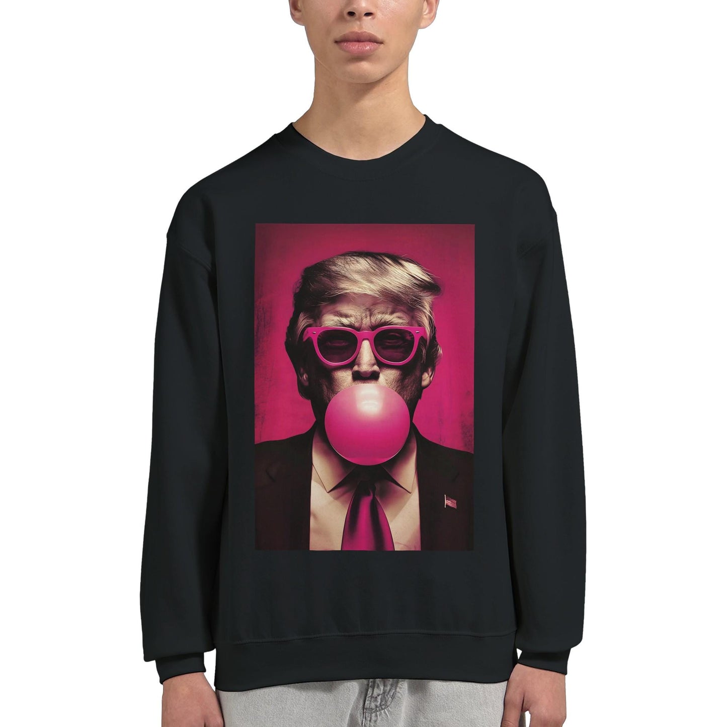 Trump Bubble Gum Sweatshirt Gildan 18000, Funny Trump Sweater, Trump Pink Sun Glasses Sweatshirt, Donald Trump Sweatshirt