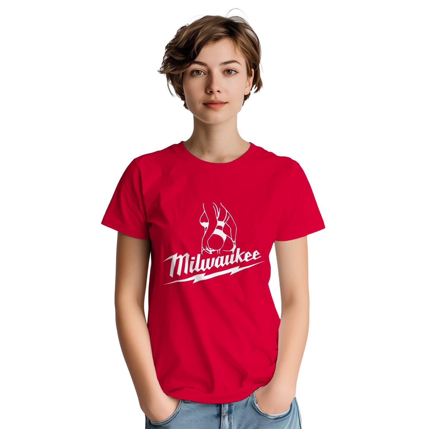 Milwaukee Girl Shirt, Milwaukee Tools Adult Unisex College Tshirt, Hot Girl Mechanic T-shirt, Gift for Mechanics, Garage Work T Shirt
