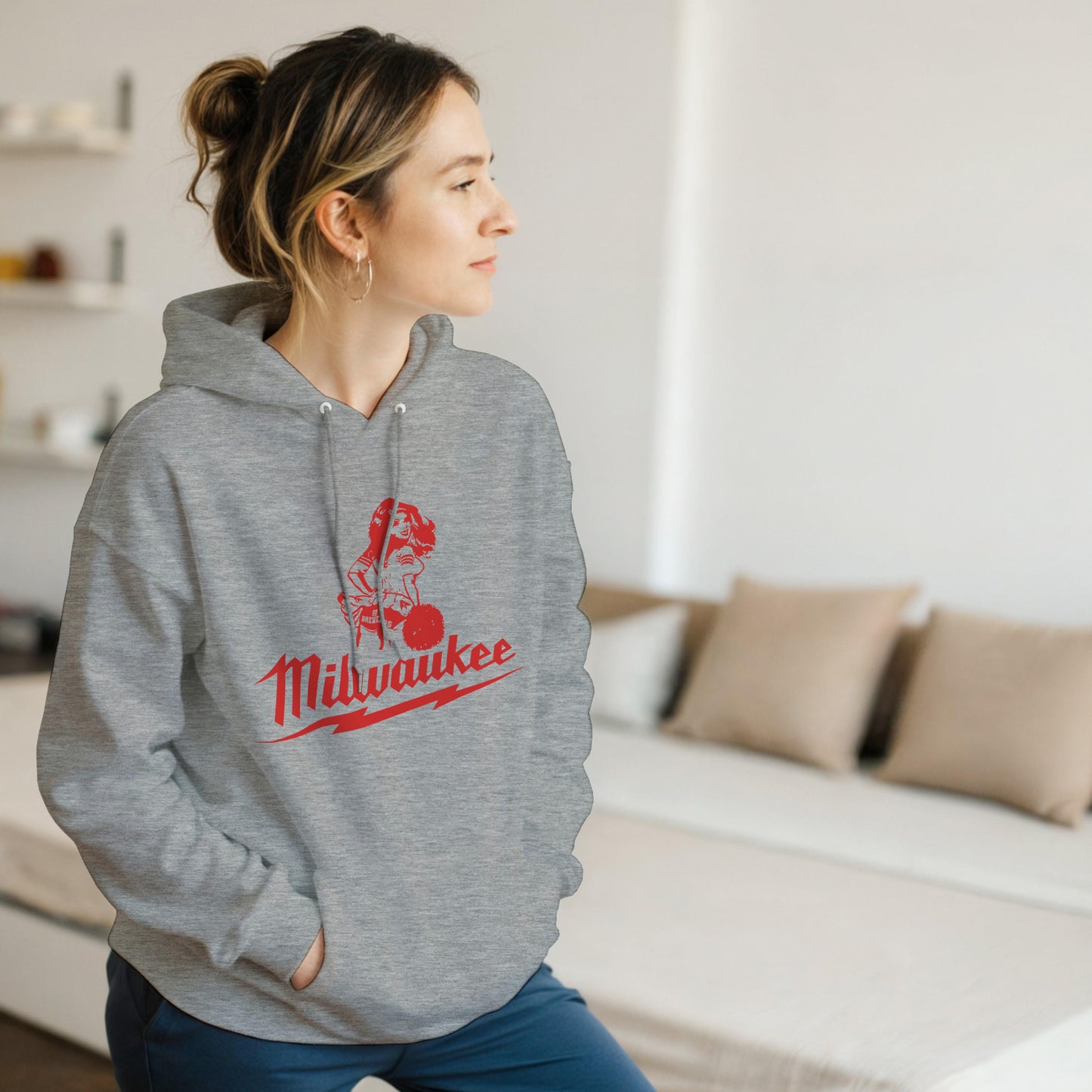 Milwaukee Girl Hoodie, Milwaukee Tools Adult Unisex College Hoodie, Hot Girl Mechanic Sweatshirt, Gift for Mechanics, Garage Work Pullover