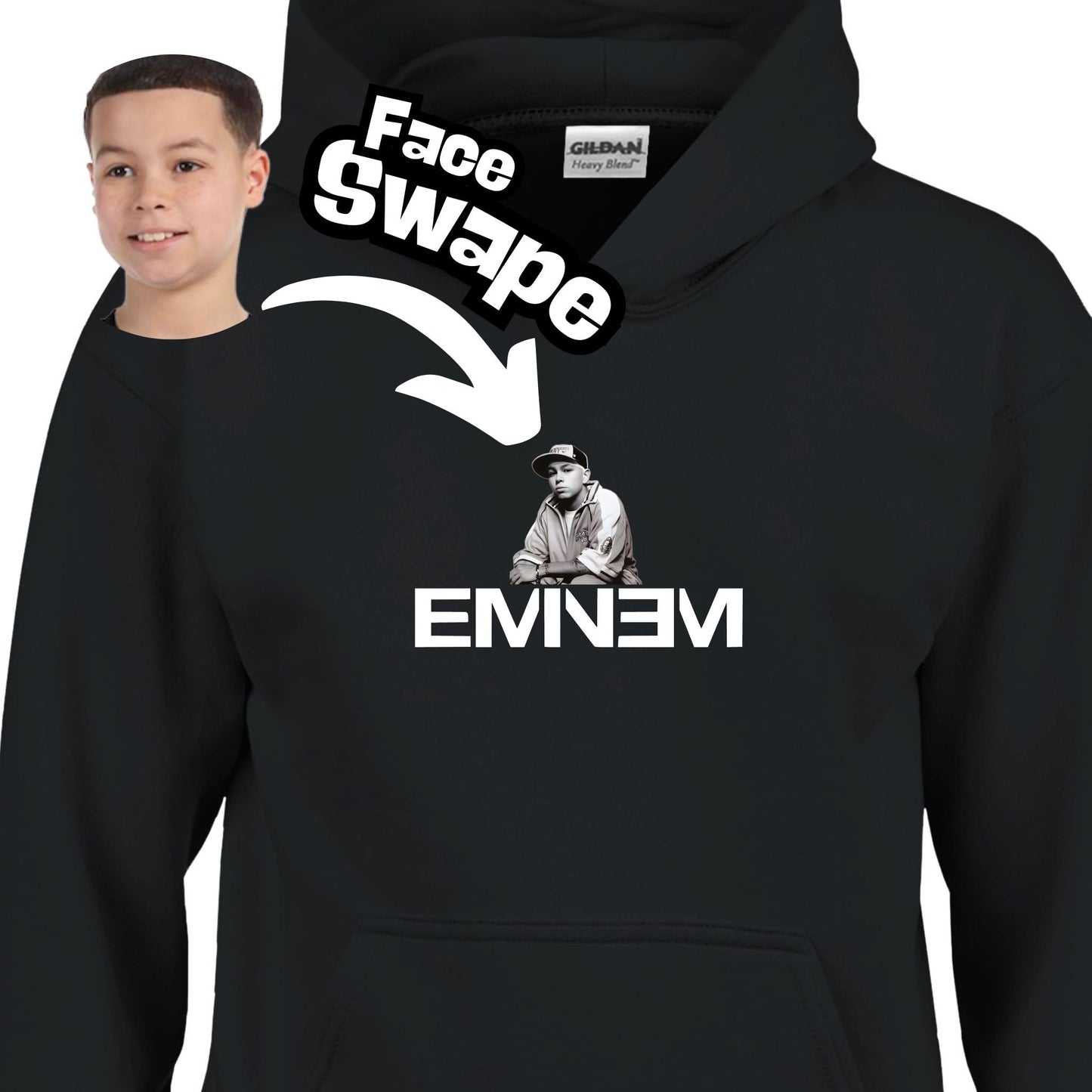 Youth Eminem Rap God Personalized Unisex Hoodie, Eminem Vintage Inspired Hoodie, Gildan 18500B, Eminem Retro Youth Hoodie, Birthday Gift