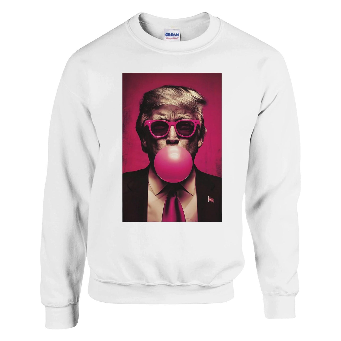 Trump Bubble Gum Sweatshirt Gildan 18000, Funny Trump Sweater, Trump Pink Sun Glasses Sweatshirt, Donald Trump Sweatshirt