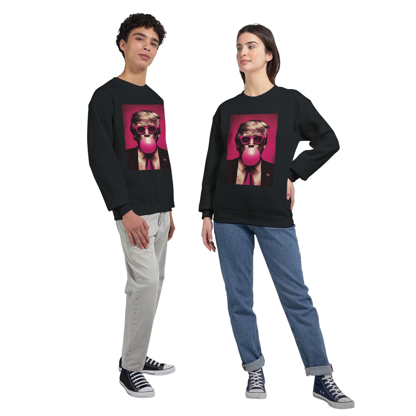 Trump Bubble Gum Sweatshirt Gildan 18000, Funny Trump Sweater, Trump Pink Sun Glasses Sweatshirt, Donald Trump Sweatshirt
