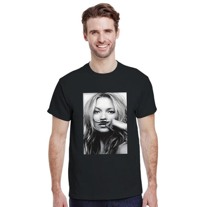 Kate Moss Moustache Shirt, Kate Moss Tshirt, Gildan 5000 T-shirt, Gift For Him, Gift For Her