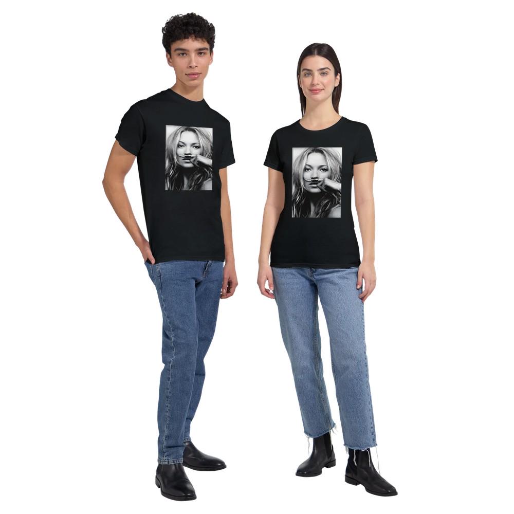 Kate Moss Moustache Shirt, Kate Moss Tshirt, Gildan 5000 T-shirt, Gift For Him, Gift For Her