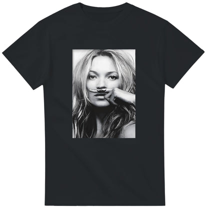 Kate Moss Moustache Shirt, Kate Moss Tshirt, Gildan 5000 T-shirt, Gift For Him, Gift For Her