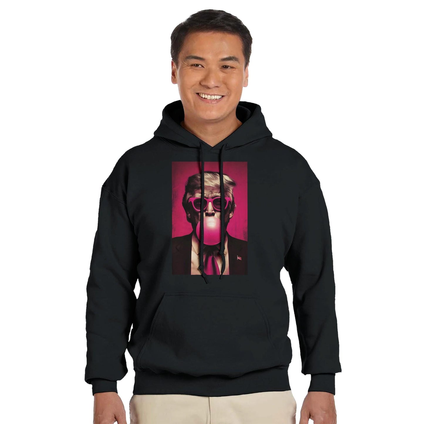 Trump Bubble Gum Hoodie, Trump Blowing Bubble Premium Heavyweight Gildan 18500 Hoodie