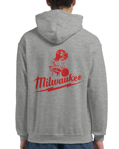 Milwaukee Girl Hoodie, Milwaukee Tools Adult Unisex College Hoodie, Hot Girl Mechanic Sweatshirt, Gift for Mechanics, Garage Work Pullover