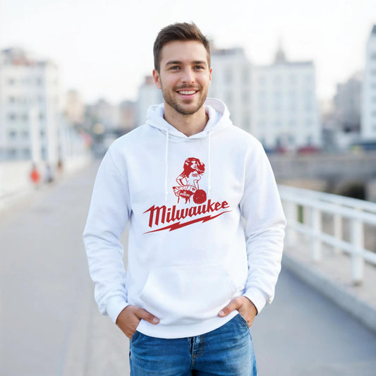 Milwaukee Girl Hoodie, Milwaukee Tools Adult Unisex College Hoodie, Hot Girl Mechanic Sweatshirt, Gift for Mechanics, Garage Work Pullover