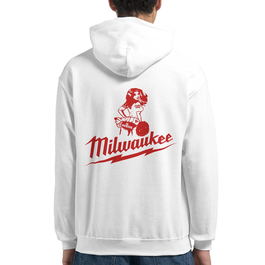 Milwaukee Girl Hoodie, Milwaukee Tools Adult Unisex College Hoodie, Hot Girl Mechanic Sweatshirt, Gift for Mechanics, Garage Work Pullover