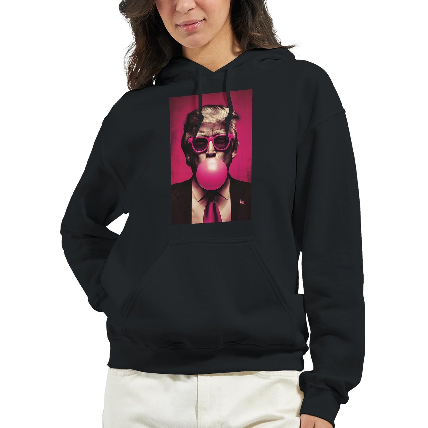 Trump Bubble Gum Hoodie, Trump Blowing Bubble Premium Heavyweight Gildan 18500 Hoodie