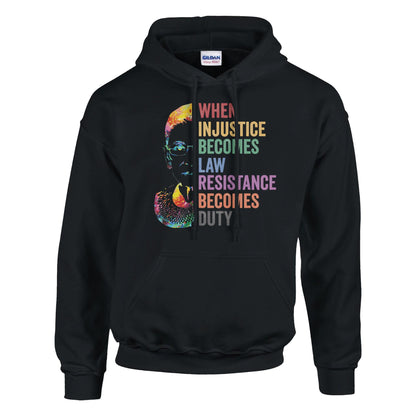 When Injustice Becomes Law, Resist, Resistance, Hoodie, Notorious RBG Shirt, Political or protest Sweatshirt, Supreme Court Notorious RBG