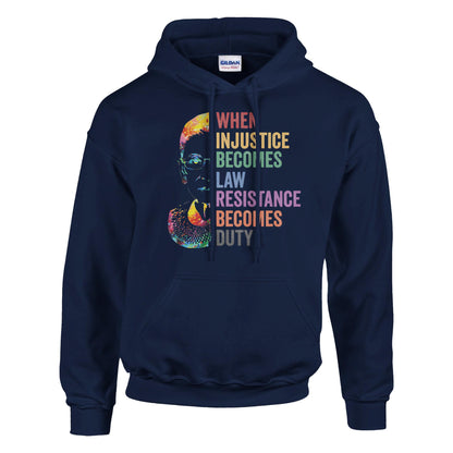 When Injustice Becomes Law, Resist, Resistance, Hoodie, Notorious RBG Shirt, Political or protest Sweatshirt, Supreme Court Notorious RBG